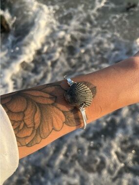Black Shell Cuff | Handmade Sterling Silver Wire-Wrapped
